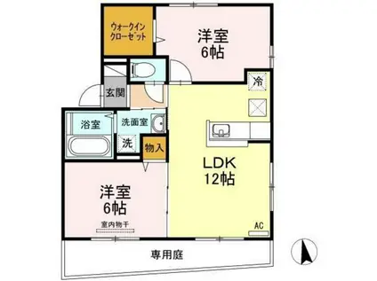 ベルメゾン松峯(2LDK/1階)の間取り写真