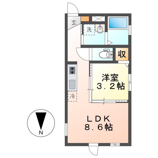 ノア名駅南(1LDK/2階)の間取り写真