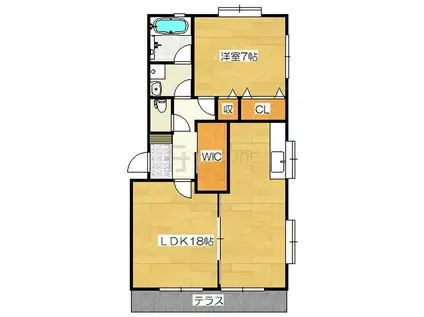 ルーブルIII(1LDK/2階)の間取り写真