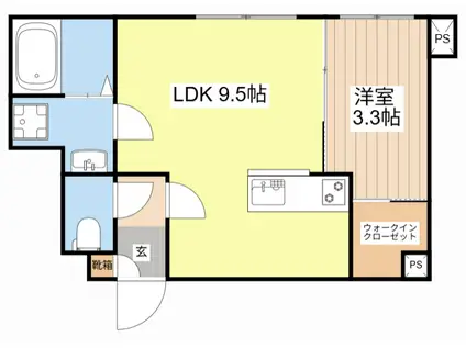 イオ・リアン坂本II(1LDK/1階)の間取り写真