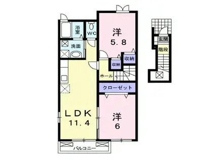 グレイス ステージA(2LDK/2階)の間取り写真