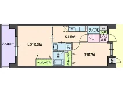 ラ・フォンテーヌ(1LDK/6階)の間取り写真