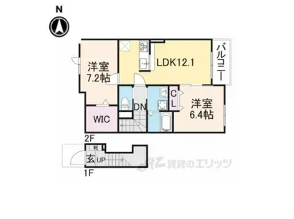 ヴァン リーブル 1(2LDK/2階)の間取り写真