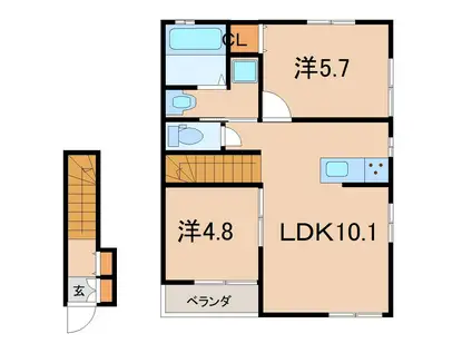 カナレグランデ C棟(2LDK/2階)の間取り写真