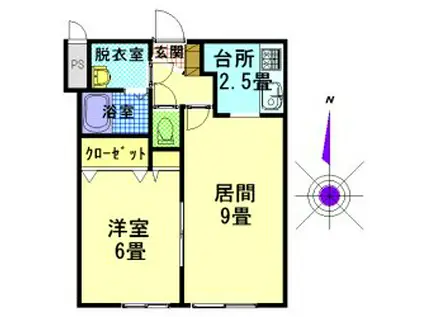 リバティカツヒラII(1LDK/3階)の間取り写真