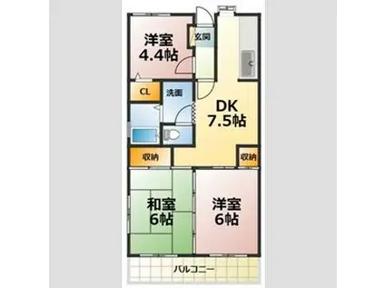 メゾンベール(3DK/4階)の間取り写真