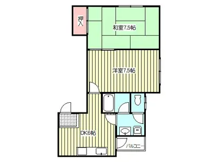 アパートメント O・LAND(2DK/3階)の間取り写真