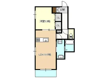 HEBEL MAISON VERVEINE(1LDK/2階)の間取り写真