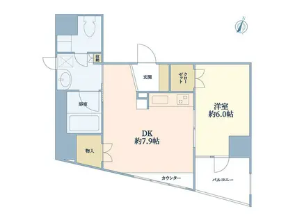 小滝橋KKハイツ(1DK/6階)の間取り写真