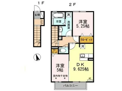 フォレストII(2DK/2階)の間取り写真