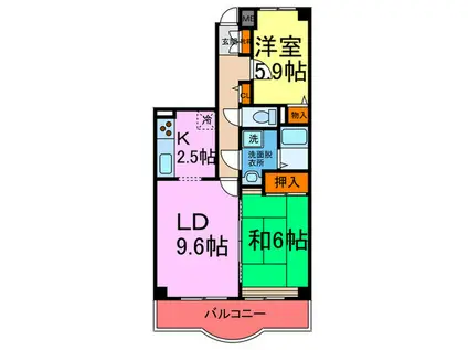 デメテル高取台(2LDK/5階)の間取り写真
