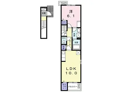 サン・ヴェールII(1LDK/2階)の間取り写真