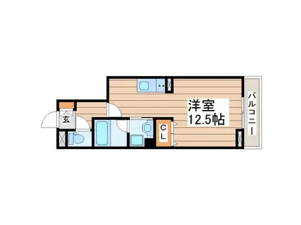 ブランヴェール(ワンルーム/2階)の間取り写真