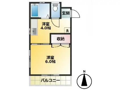 エースハイツ(1K/2階)の間取り写真