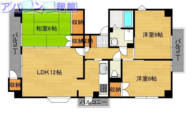 メイプル紫竹山(3LDK/3階)の間取り写真
