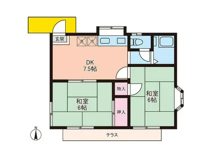 本郷台ガーデンハイツB棟(2DK/2階)の間取り写真