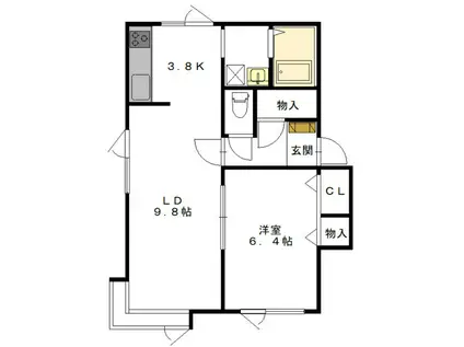 ローム星置(1LDK/3階)の間取り写真