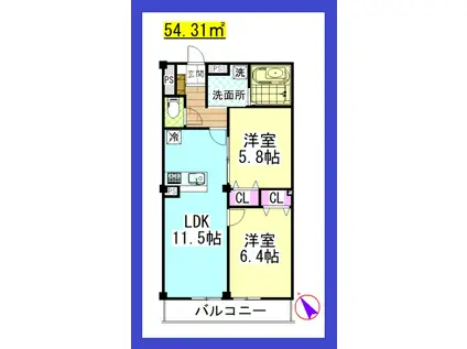 SR LAPIN湘南(2LDK/4階)の間取り写真