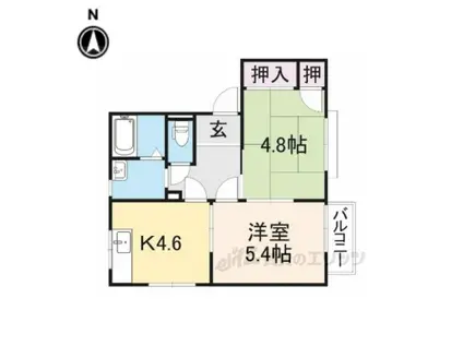 クレセール学園前B・C(2K/2階)の間取り写真