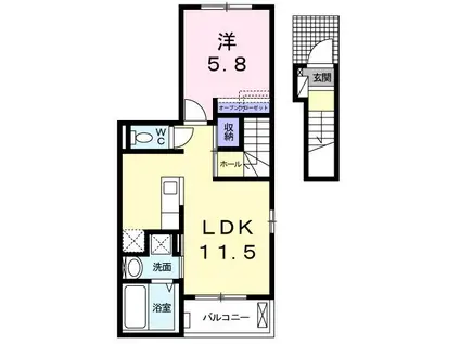セラーノ(1LDK/2階)の間取り写真