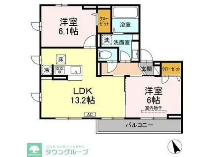 RESIDENCE RICO(2LDK/1階)の間取り写真