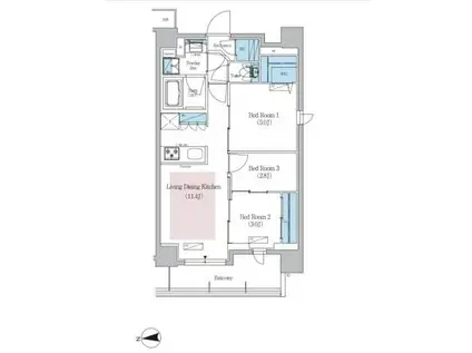 アーバネックス新御徒町駅前(3LDK/11階)の間取り写真