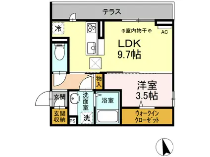 エスポワールD菜園(1LDK/1階)の間取り写真