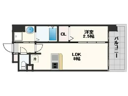LUXE玉造南(1LDK/14階)の間取り写真