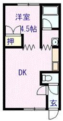 パレスルーセント(1DK/2階)の間取り写真