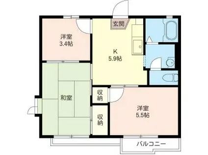 クレフォート小網代 B(3K/2階)の間取り写真