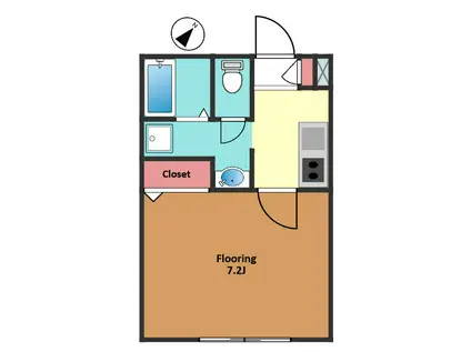 ヘーベルハウス清水橋(1K/1階)の間取り写真