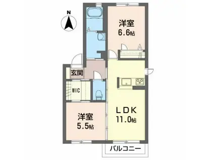 エンジェルコートD(2LDK/2階)の間取り写真