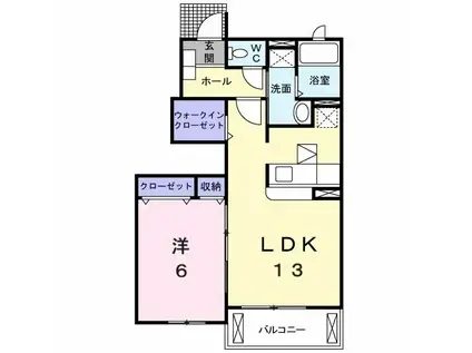 ミップルハウスA(1LDK/1階)の間取り写真
