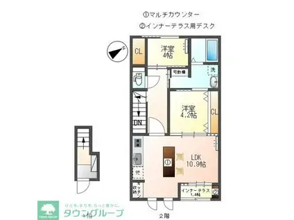 CEST CHOUETTE(2LDK/2階)の間取り写真