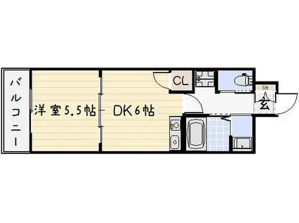 リード大手町(1DK/2階)の間取り写真
