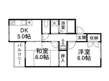 第三芳月ハイツ(2DK/2階)の間取り写真