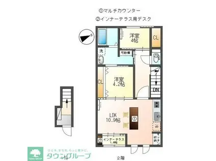 CEST CHOUETTE(2LDK/2階)の間取り写真