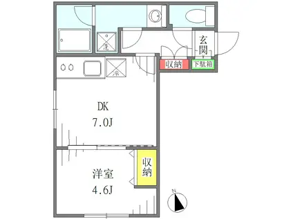 キャッスルヒル赤羽(1DK/4階)の間取り写真
