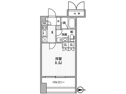 サンフル押上I(1K/5階)の間取り写真