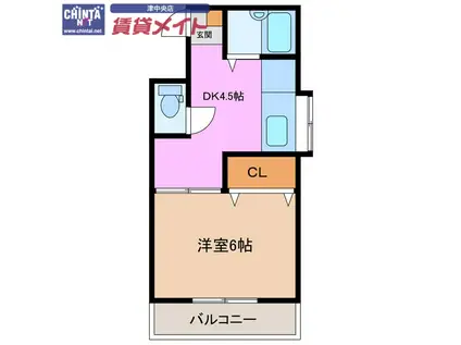 コーポイトウII(1DK/2階)の間取り写真