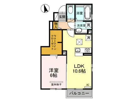 D-ROOM新橋(1LDK/1階)の間取り写真