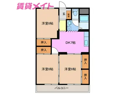 プラムコート(3DK/3階)の間取り写真