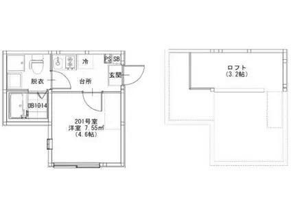テラス金町(ワンルーム/2階)の間取り写真