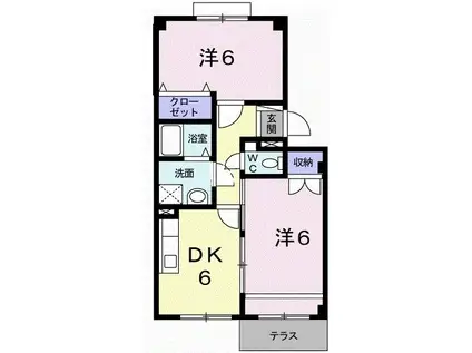 ドリームシャトーII(2DK/1階)の間取り写真