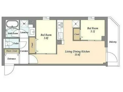 グランカーサ千駄木(2LDK/1階)の間取り写真