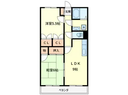 エクセルハイツ601(2DK/2階)の間取り写真