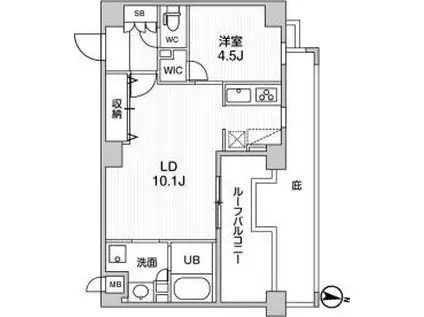 ALTERNA菊川II(1LDK/7階)の間取り写真