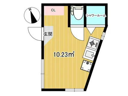 GRANDIA高田馬場ウエスト(ワンルーム/1階)の間取り写真