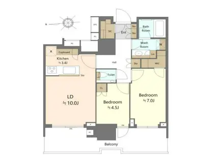 晴海フラッグ サンビレッジ T棟(2LDK/9階)の間取り写真