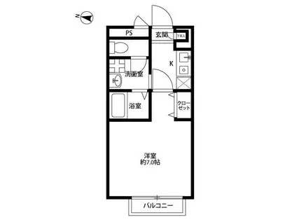 アムールHILLS(1K/1階)の間取り写真